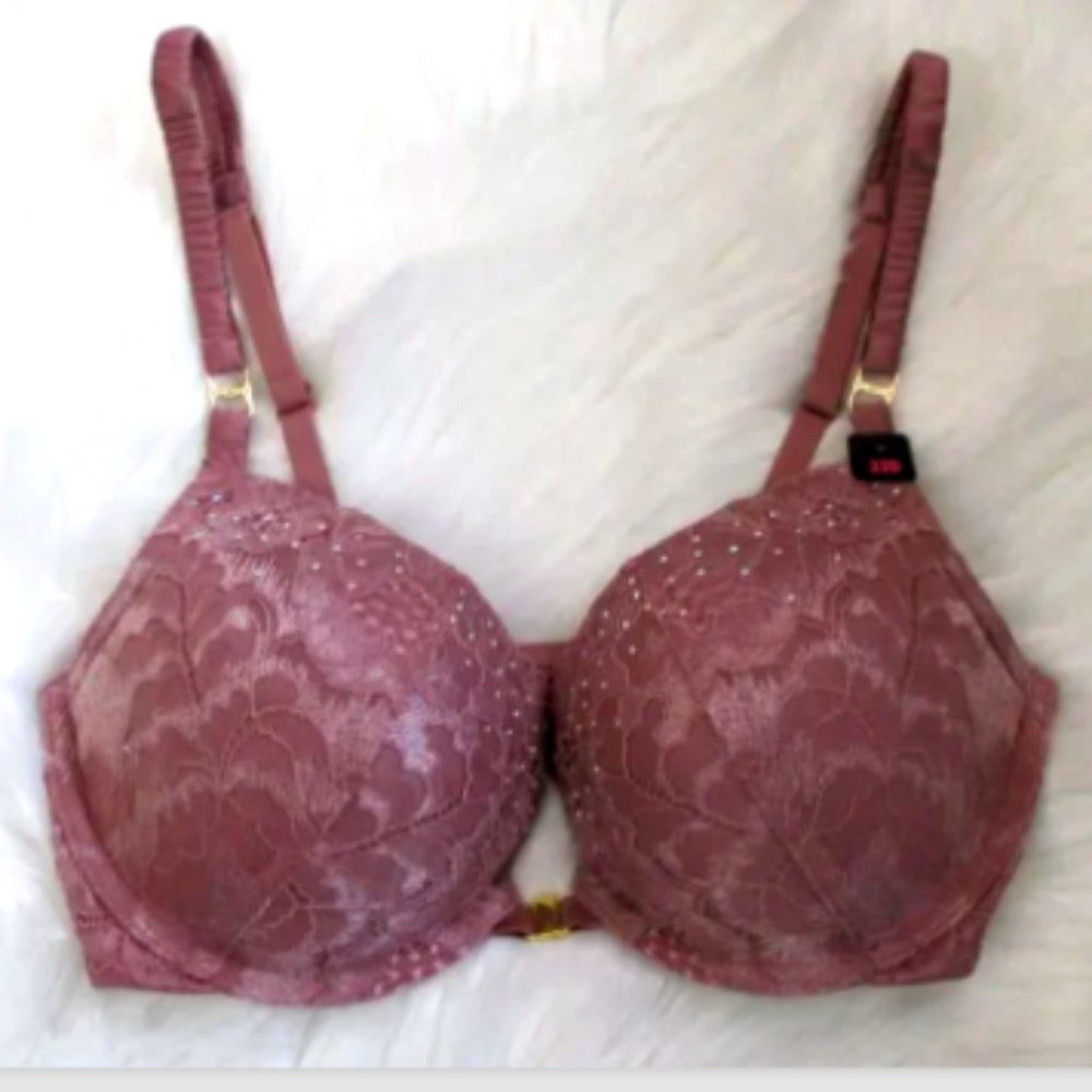 Parisian Intimates Underwire Plunge Lace Bra 32D - Picture 3 of 6